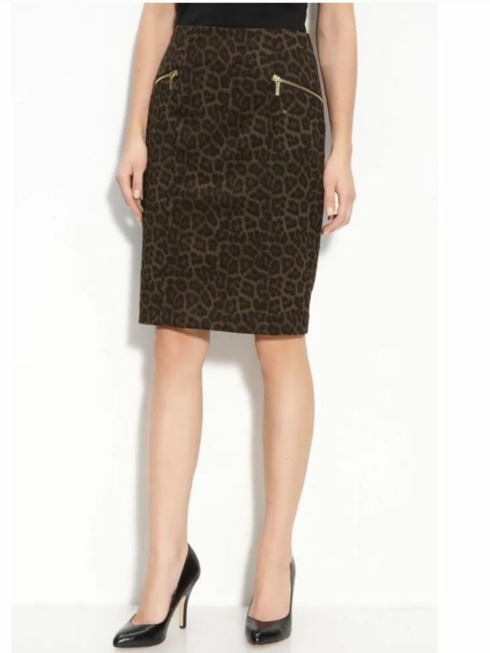 Michael Kors , women’s 12 , stretch body con Leopard /animal skirt